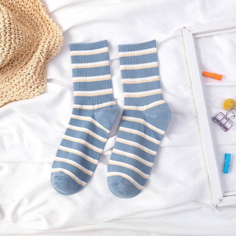 Tất Unisex Cao cổ Họa Tiết Solid Blue