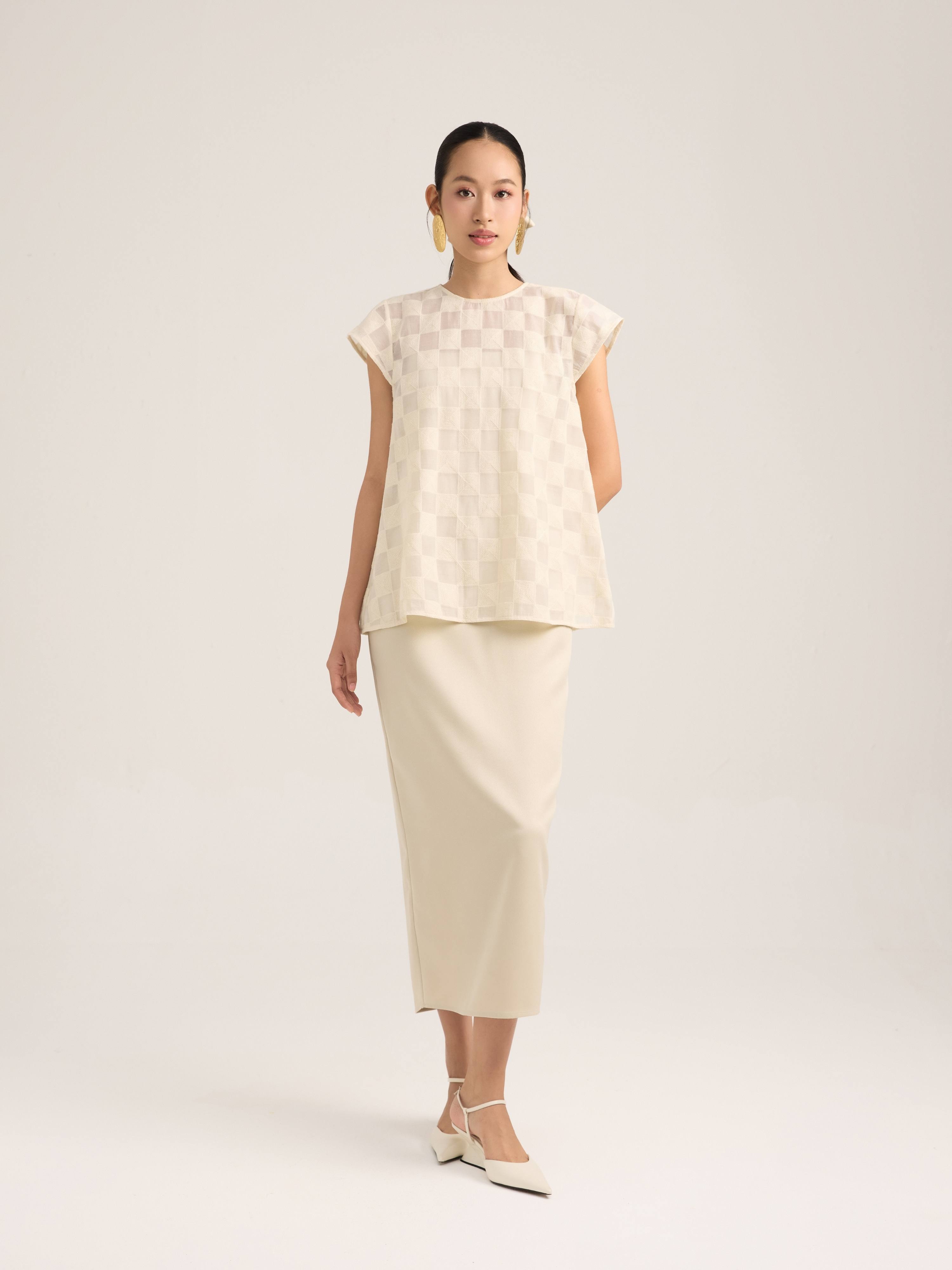 Set đầm bút chì Mauve Ivory set