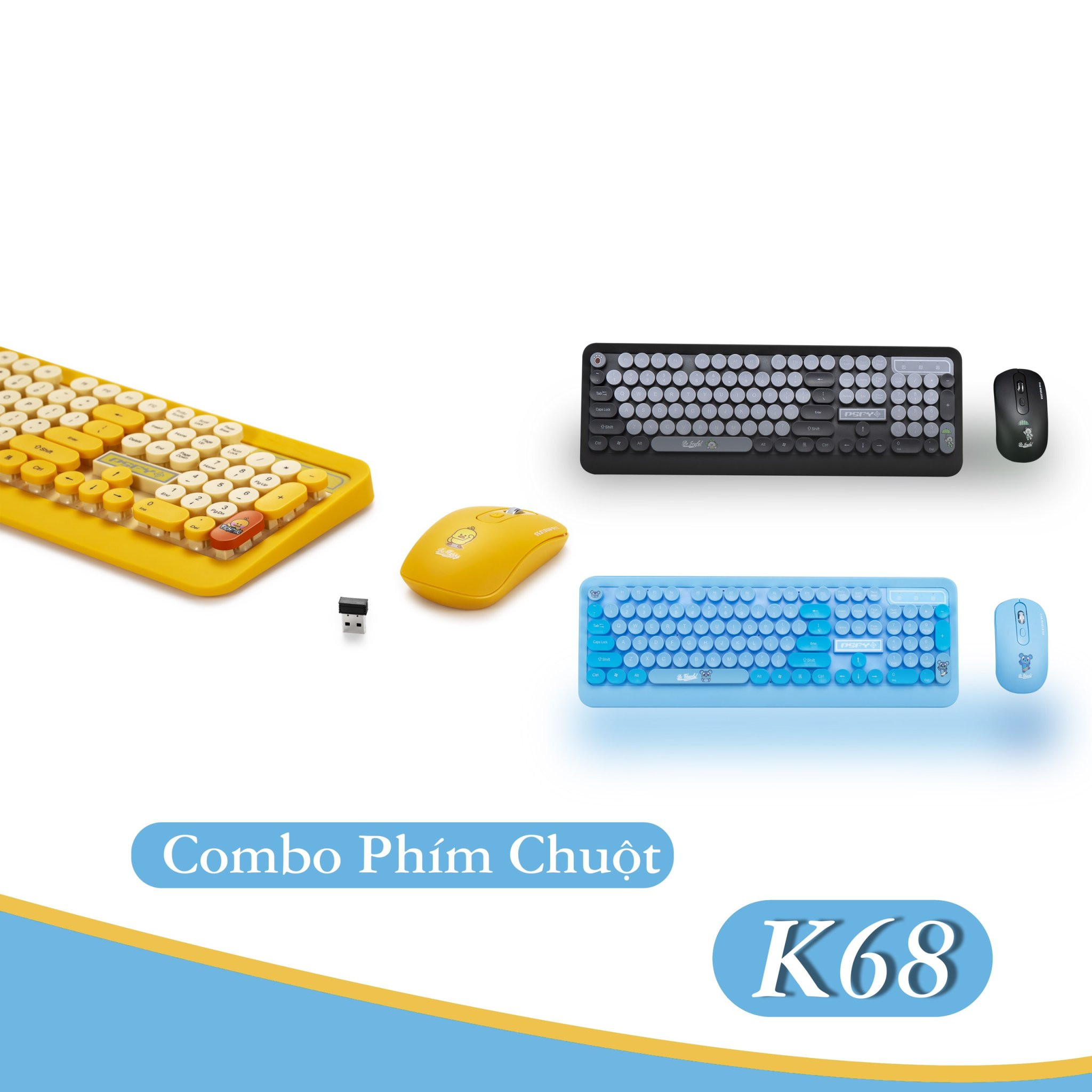 Bộ Bàn Phím Và Chuột Không Dây PSPY K68