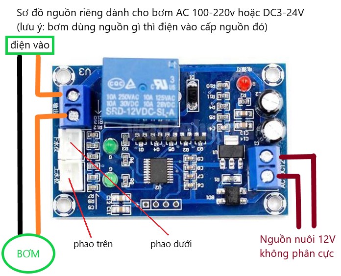 Mạch điều khiển mực nước bơm cấp nước tự động - bơm chống ngập