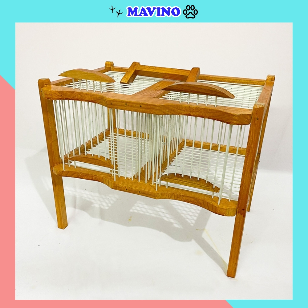 [Hoàn Tiền 10%] Lồng tắm chim khuyên 2 ngăn nan cáp quang chắc chắn bền đẹp