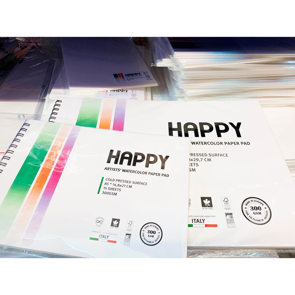 Sổ Vẽ Màu Nước Happy 300Gsm cao cấp