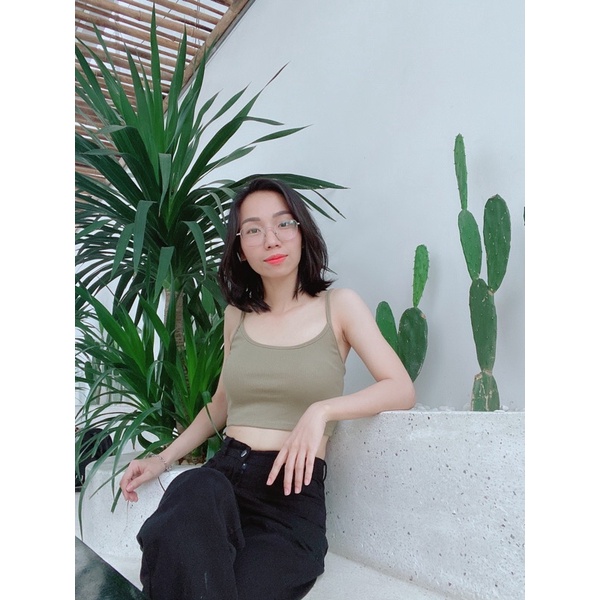 [Ảnh Thật -  Giá Tốt] Áo Croptop 2 Dây Sợi Bún