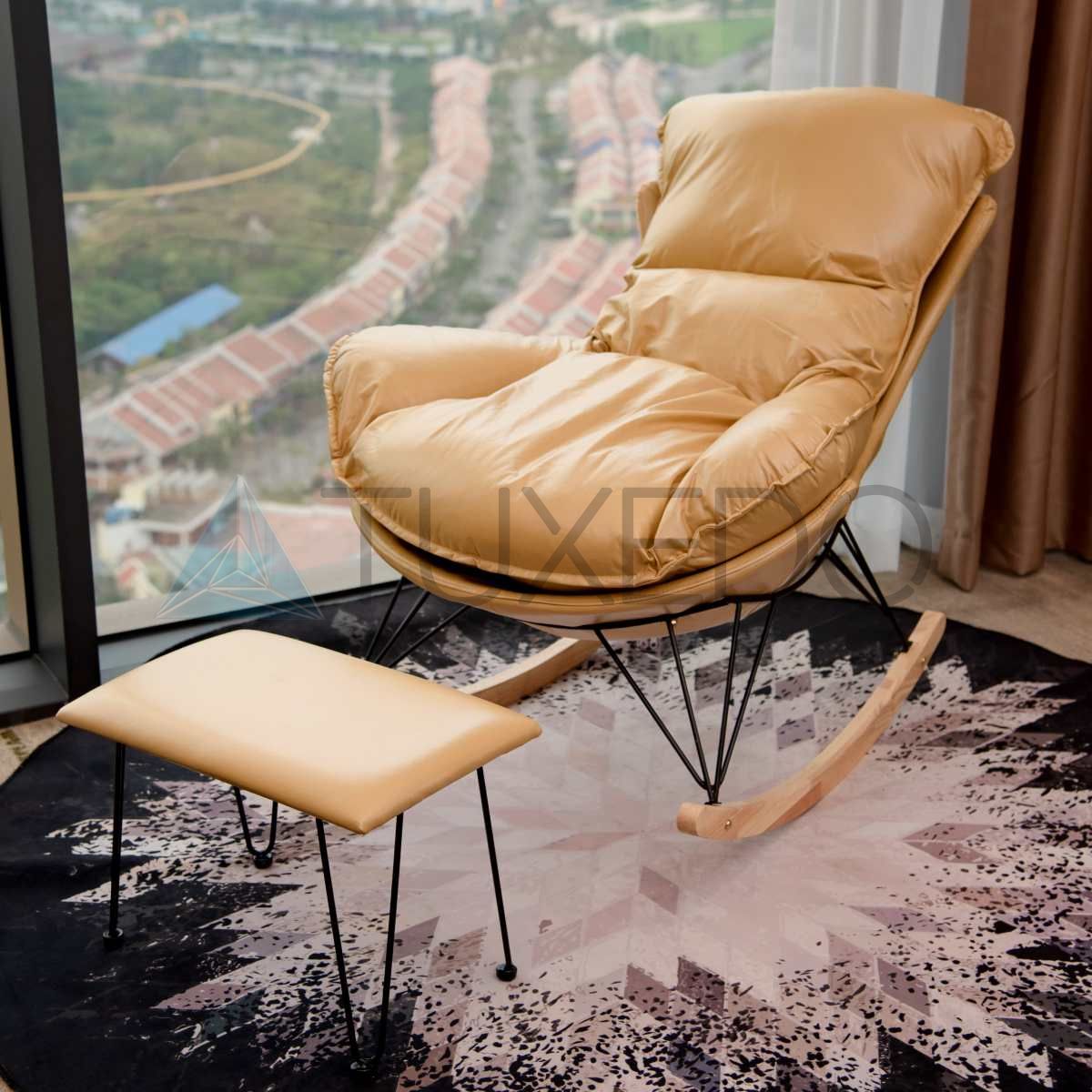 Ghế bập bênh thư giãn - Chất liệu nỉ da Simili