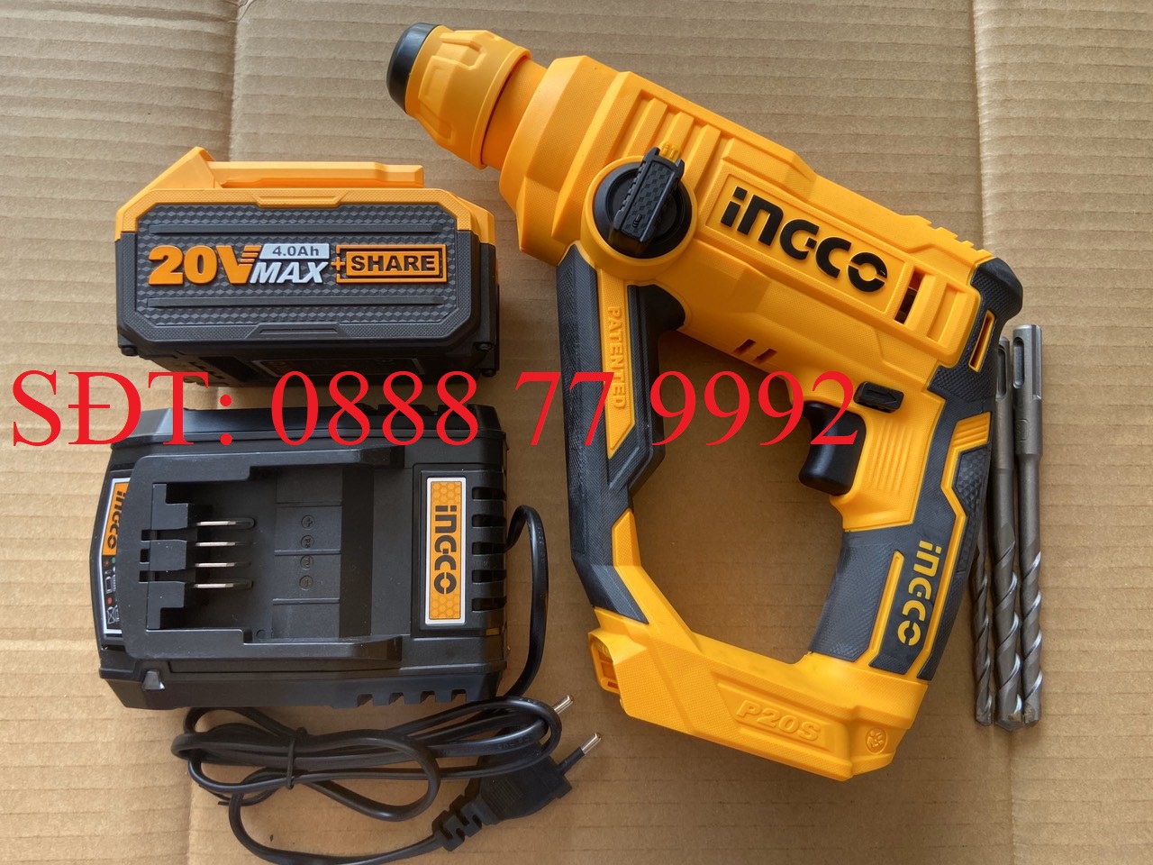 MÁY KHOAN BÊ TÔNG DÙNG PIN 20V INGCO CRHLI1601 (KÈM 1PIN 4.0AH &SẠC 20V)