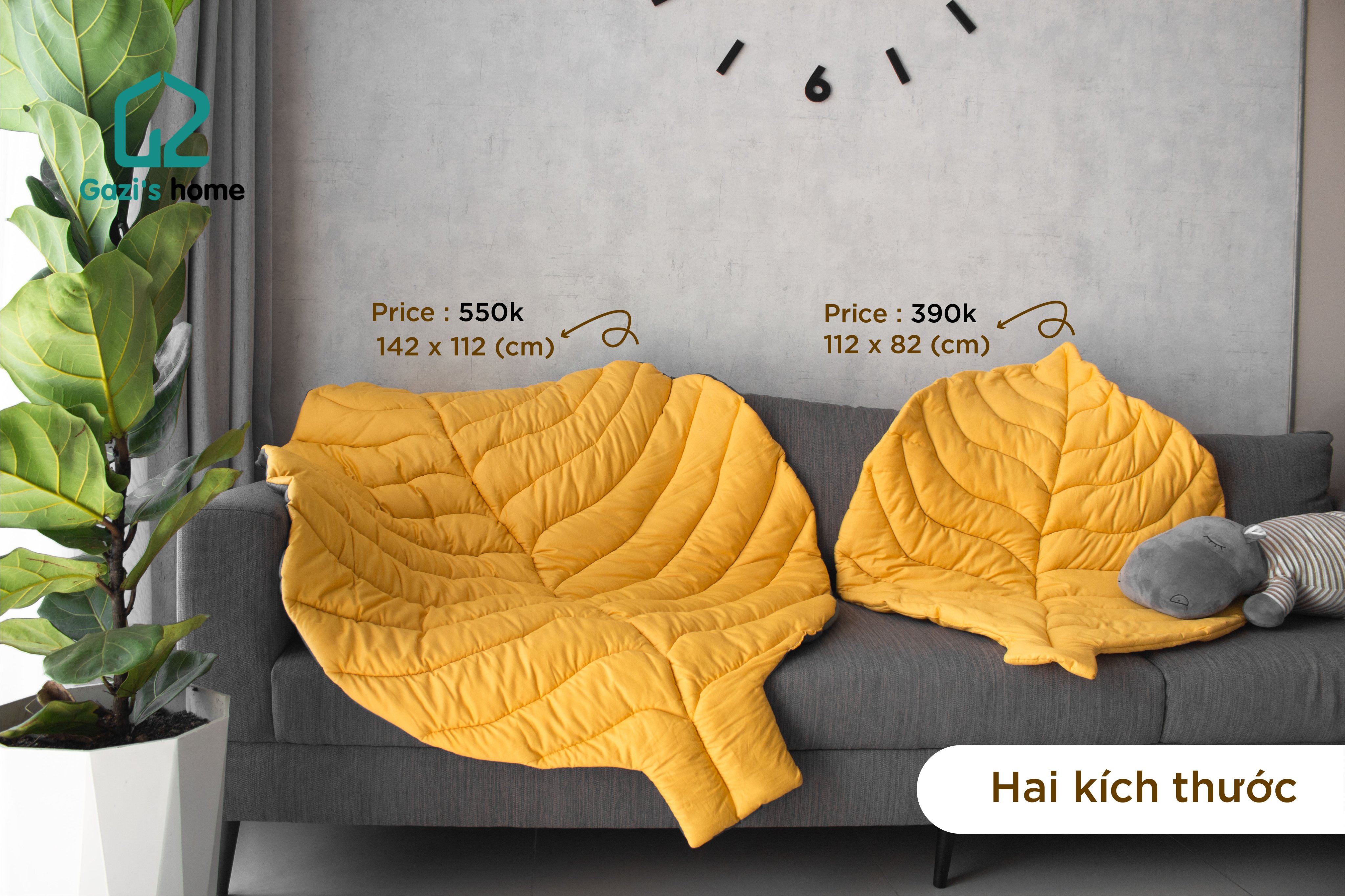 Thảm cotton chiếc lá- Thảm cho bé nằm - Màu vàng