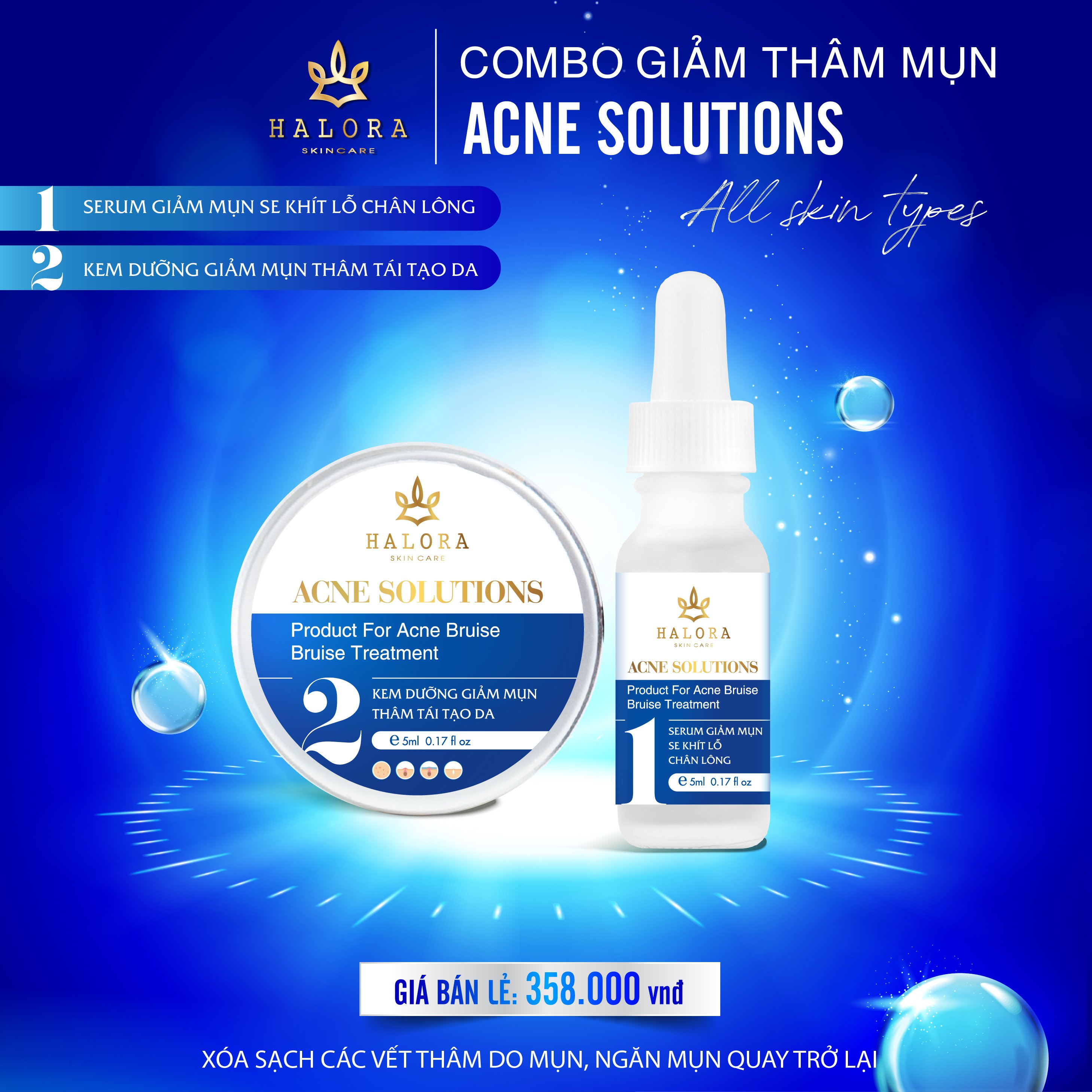 Bộ Combo Giảm Thâm HALORA ( Hổ Trợ Giảm Thâm & Mụn )
