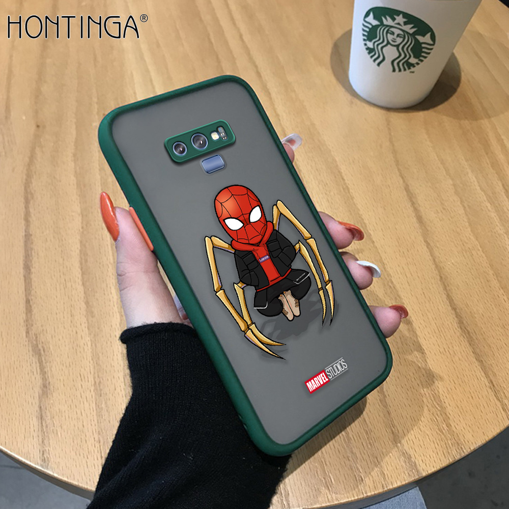 Hontinga Casing Case For Samsung Galaxy Note 9 Case Cartoon Ironman Spiderman Captain American Hulk Frosted Transparent Phone Case Lens Camera Protector Back Cover Casing Anime Hard Case For Boys For Girls For Men