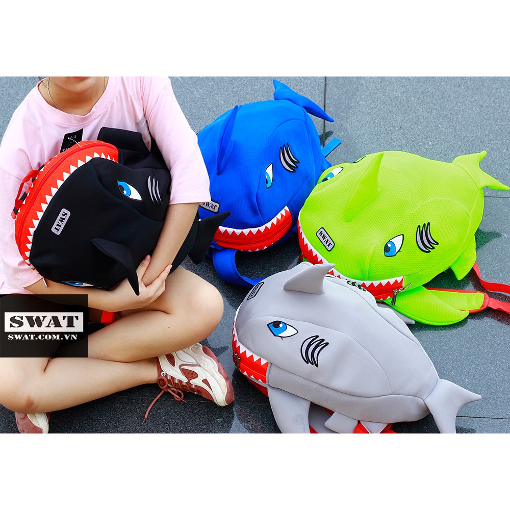 Balo cá mập cute màu xám siêu dễ thương