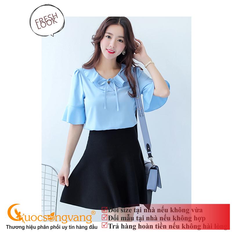 Áo nữ tay loe áo sơ mi nữ cổ bèo GLA165