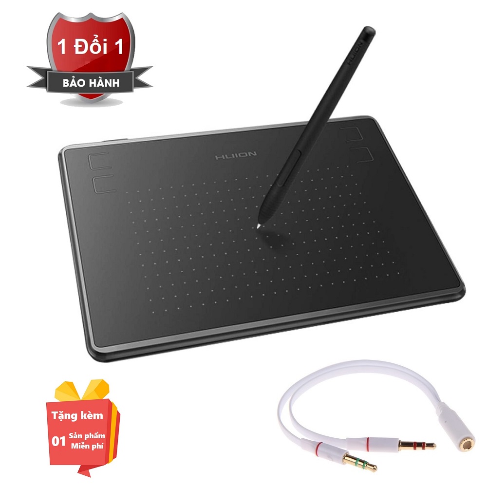 ( Quà tặng kèm Dây gộp mic và loa cổng 3.5mm ) Bảng vẽ điện tử Huion H430P - Bảng vẽ cảm ứng HUION H430P kèm bút vẽ không cần pin - Bảng vẽ đồ họa - Bảng vẽ máy tính