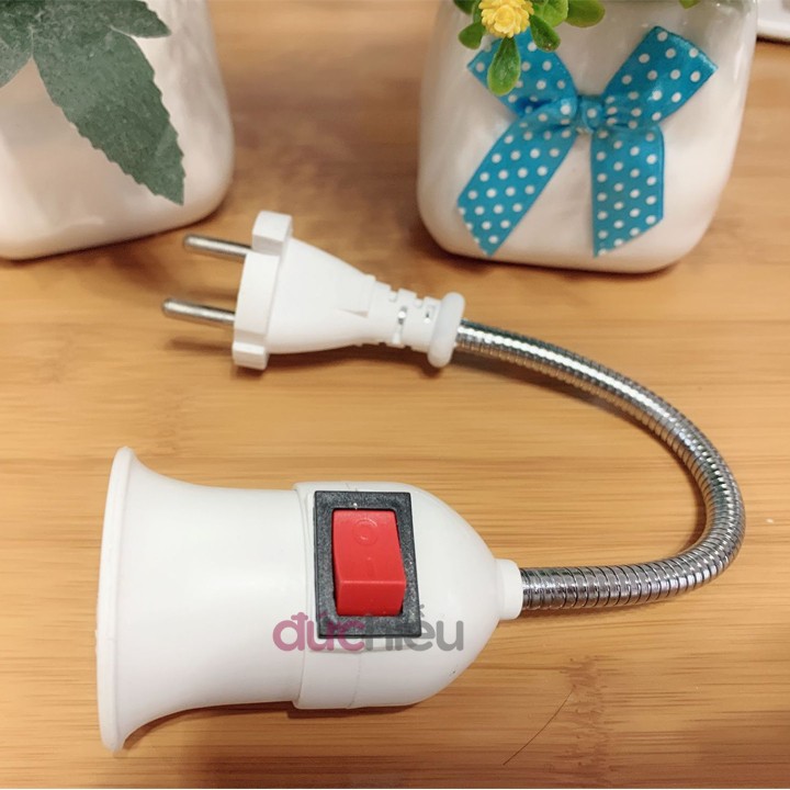 Đui Đèn Lò Xò E27 đui vặn................................................................................]Đuôi đèn lò xo bẻ cong xoay 360 độ có công tắc chuôi E27