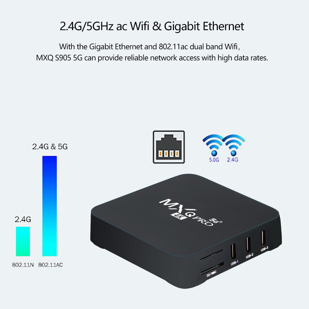 Android TV Box MXQ PRO 4K bản 16G+256GB Tiếng Việt Wifi 5G, Android tivi box