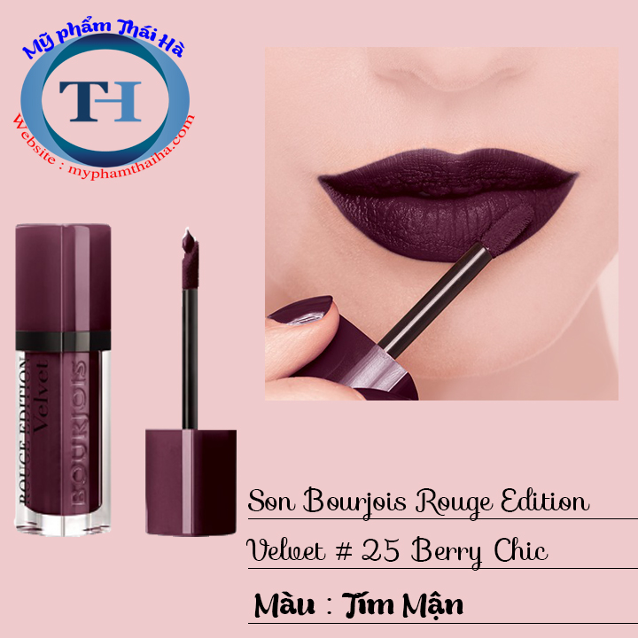Son Bourjois Velvet 25 Berry Chic tím mận