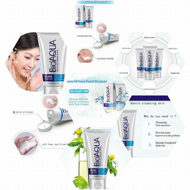 [HCM]Sữa Rửa Mặt Pure Skin Bioaqua