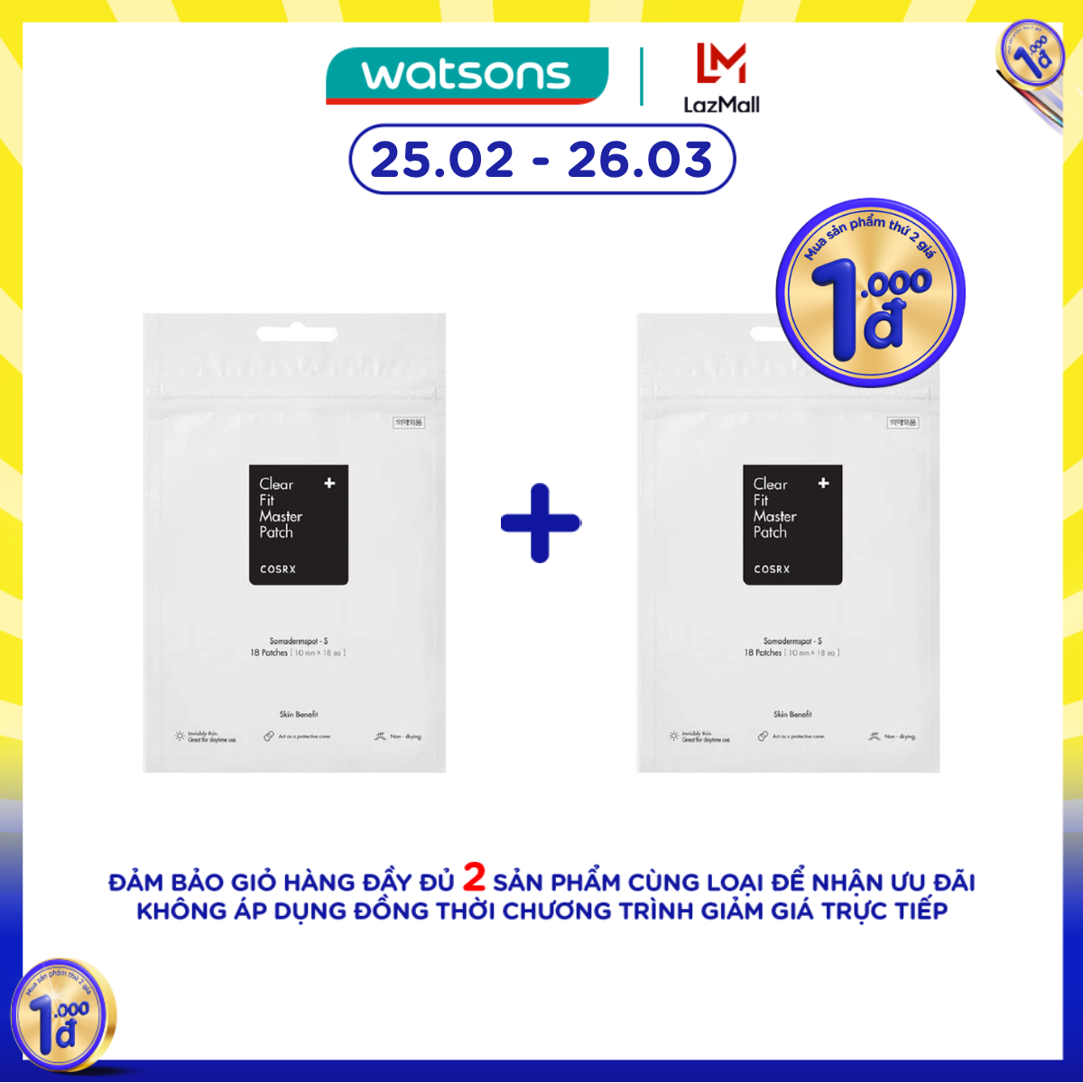 [MUA KÈM 1000đ] Miếng Dán Mụn Cosrx Clear Fit Master Patch 18Miếng