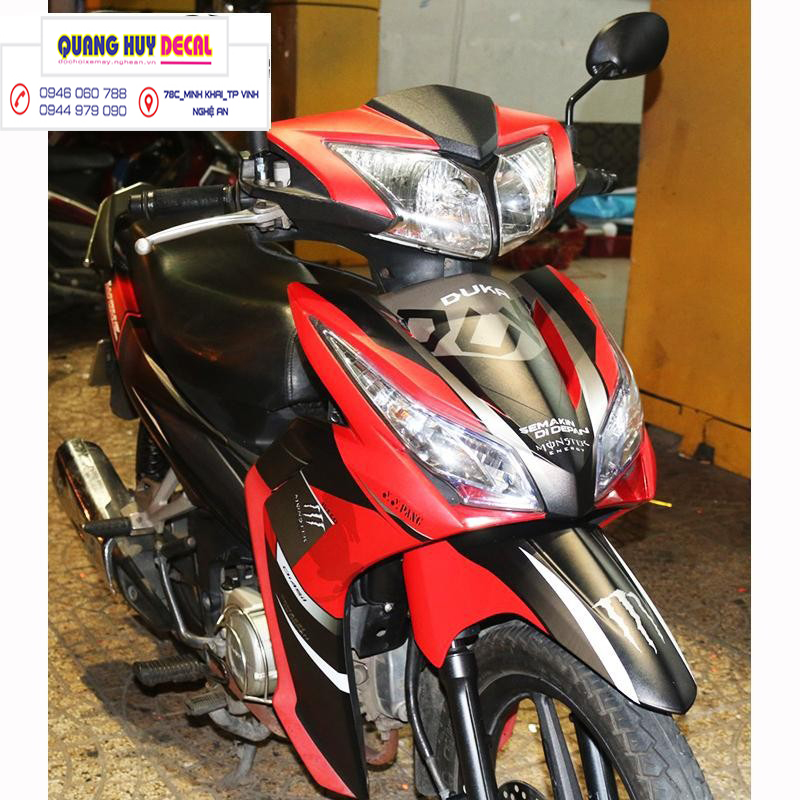 Tem trùm wave RSX đỏ đen monster - Độ dán team trùm decal xe máy wave RSX đỏ đen monster - Team trùm decal xe máy wave rẻ đẹp và chất