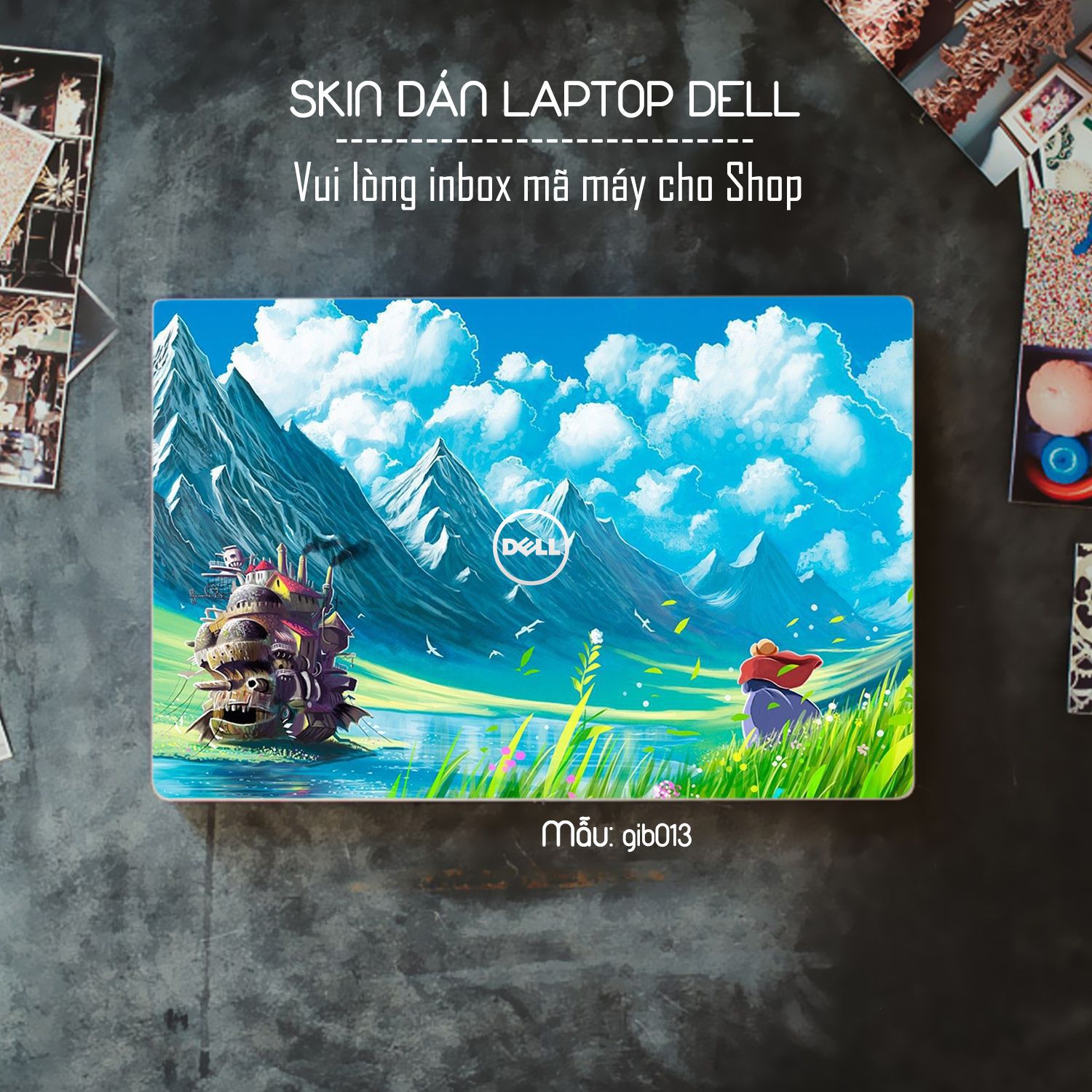 Decal Skin dán Laptop Dell mẫu Ghibli Studio (inbox mã máy cho shop)