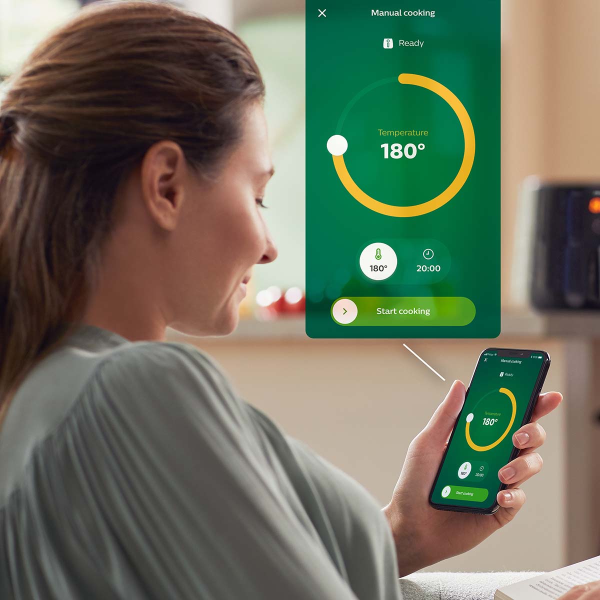 Nồi Chiên Không Dầu Xl 6.2L Philips HD9280/90 Có Kết Nối Wifi - Công Suất 2000W - Công Nghệ Rapidair - Màn Hình Điện Tử - Hàng Phân Phối Chính Hãng