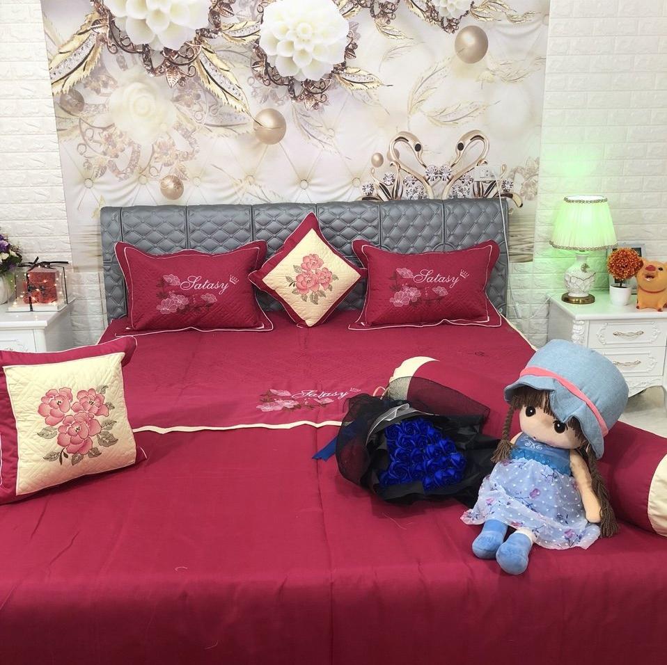 Bộ chăn ga gối satin 7 món
