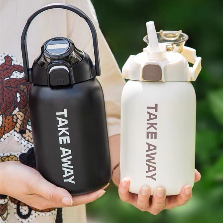 Bình giữ nhiệt TAKE AWAY thể tích 850ML cốc bụng dung lớn Đi kèm với một cầm và ống hút để dễ dàng di chuyển