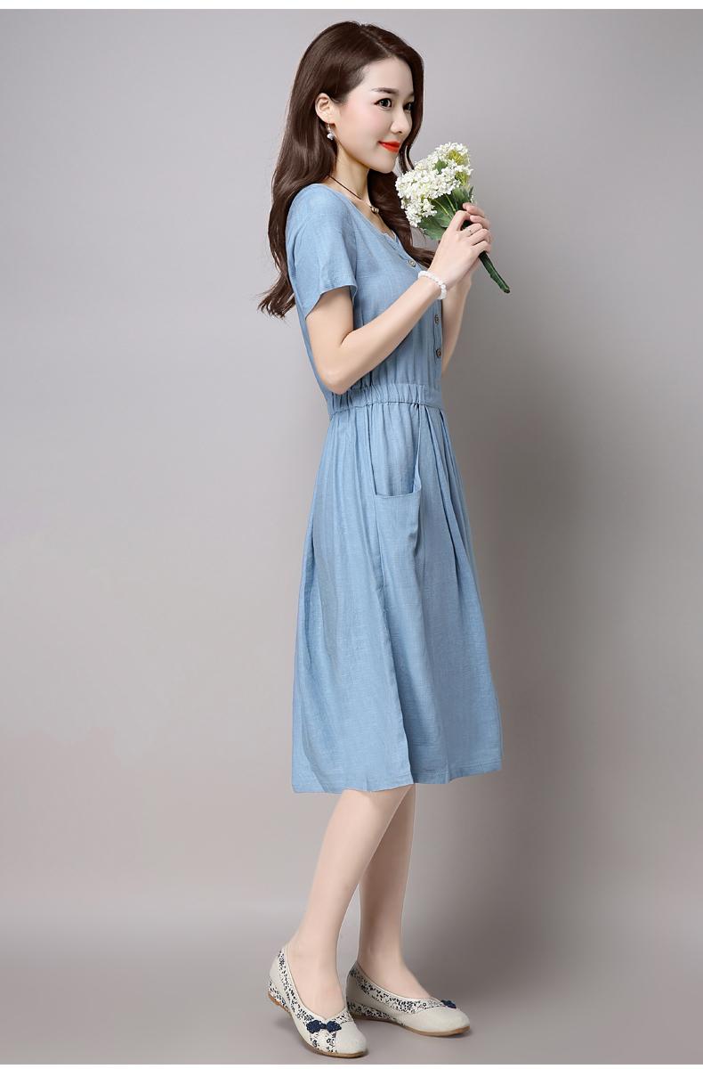 ĐẦM SUÔNG CHUN EO PHỐI TÚI CHÉO - DS116