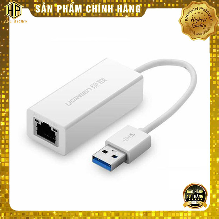 Cáp chuyển USB 3.0 to Lan Ugreen 20255 hỗ trợ 10/100/1000 Mbps  - HapuStore