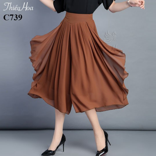 Quần Giả Váy Chiffon 2 Lớp Phụ Nữ Trung Niên C739