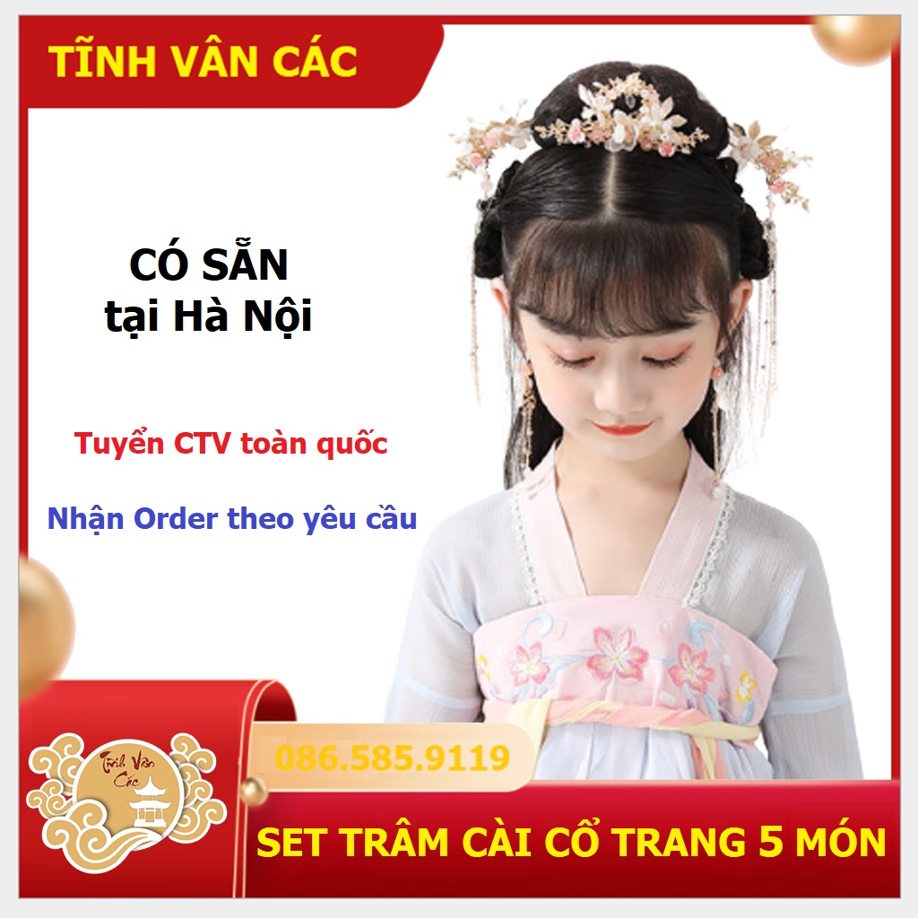 Hanfu set trâm cài tóc cổ trang 5 món SHOP TĨNH VÂN CÁC (có sẵn)