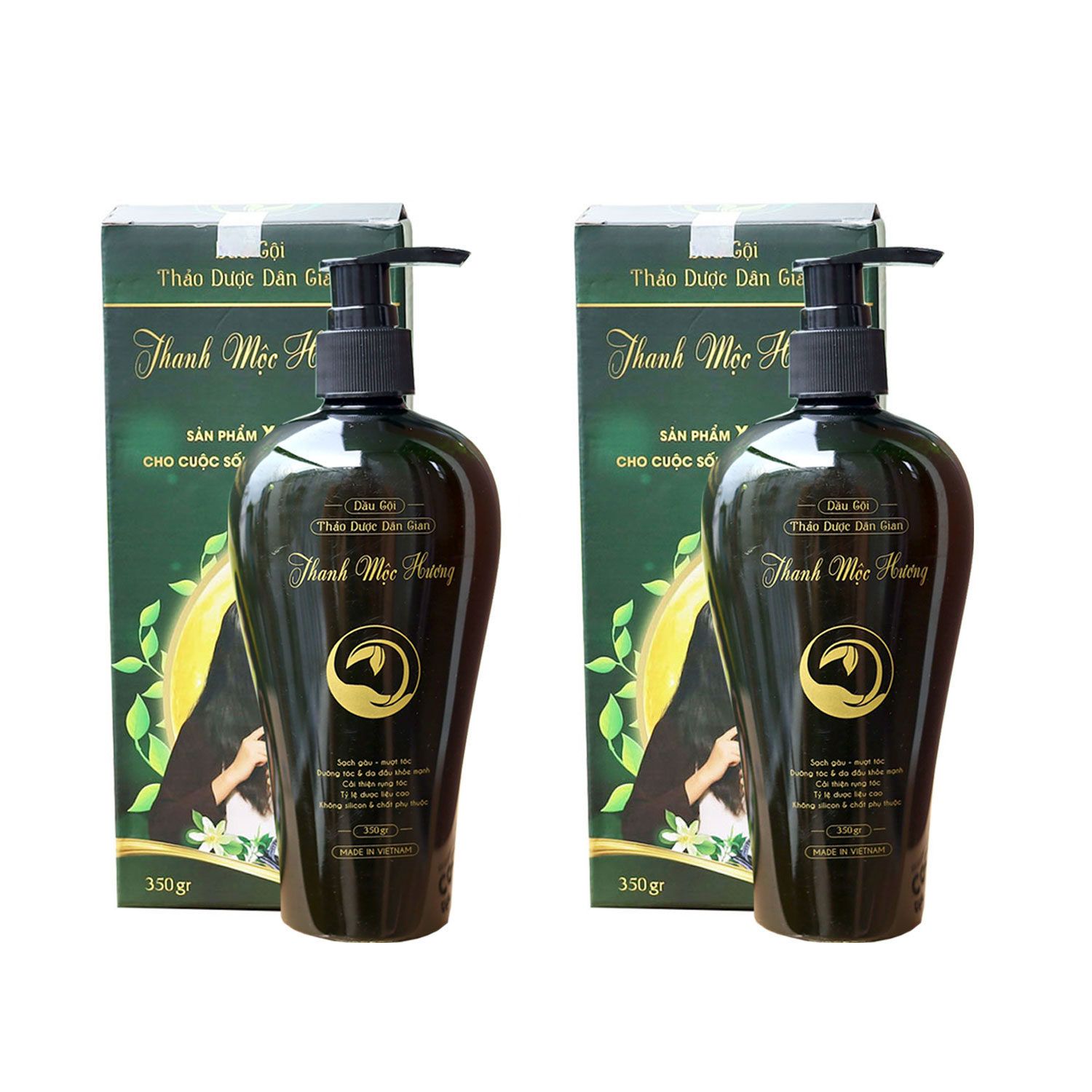 Combo 2 chai Dầu gội THANH MỘC HƯƠNG không silicon 350ml từ thảo dược dân gian ngăn rụng tóc và gàu