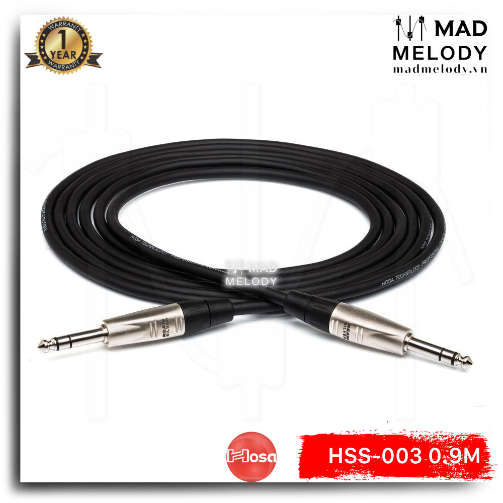 Hosa Pro Balanced Interconnect HSS-003 (0.9m) (REAN 1/4in TRS - 1/4in TRS) [Dây cáp 6ly TRS đầu REAN, NEW]