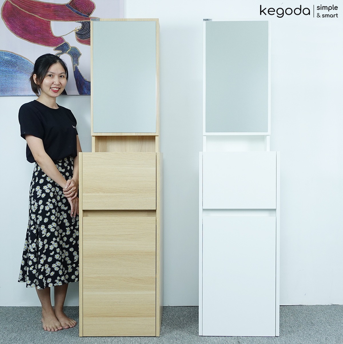 [Sản phẩm hoàn thiện] 4 Mẫu Tủ Bàn Phấn Trang Điểm Decor Có Gương Soi Đơn Giản Mà Đẹp KEGODA
