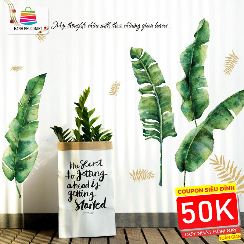 Decal giấy dán tường Lá chuối SK9359