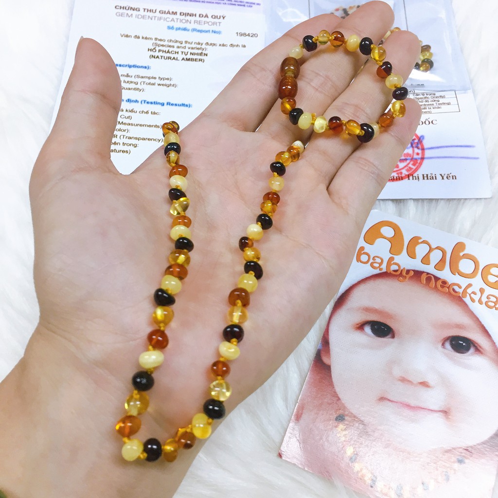 set vòng hổ phách Amber úc cho bé