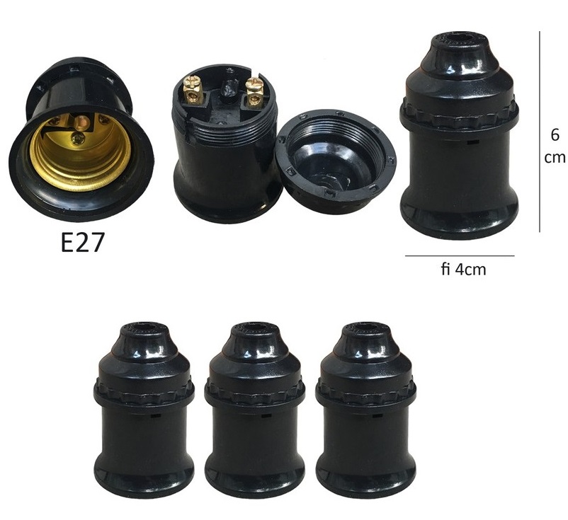 Bộ 2 Đui đèn E27 tiêu chuẩn 220V Đen Trắng