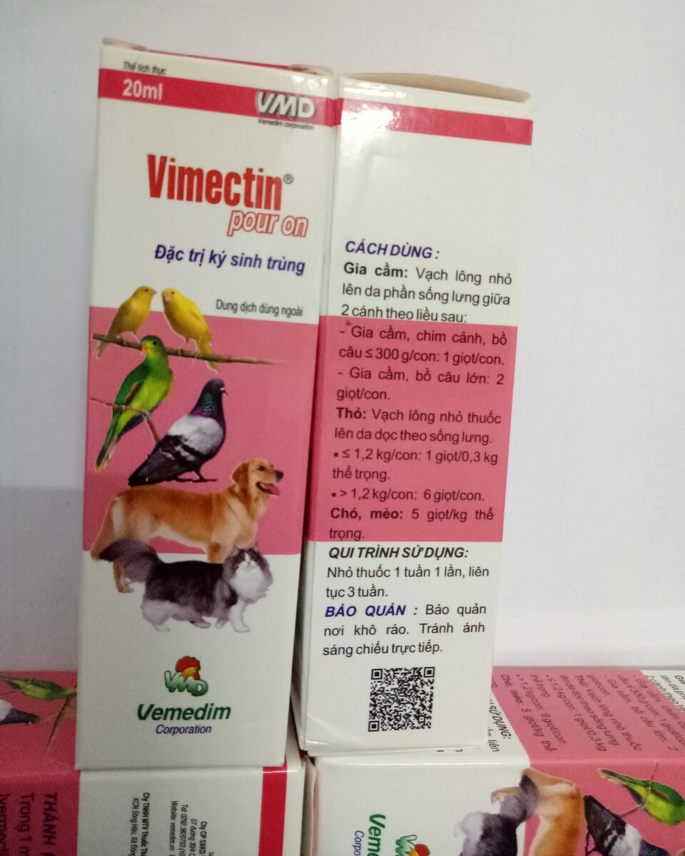 [HCM]Thuốc trị ve mạt cho chó mèo vẹt yến phụngchim Vimectin pour on (nhỏ giọt lên da)