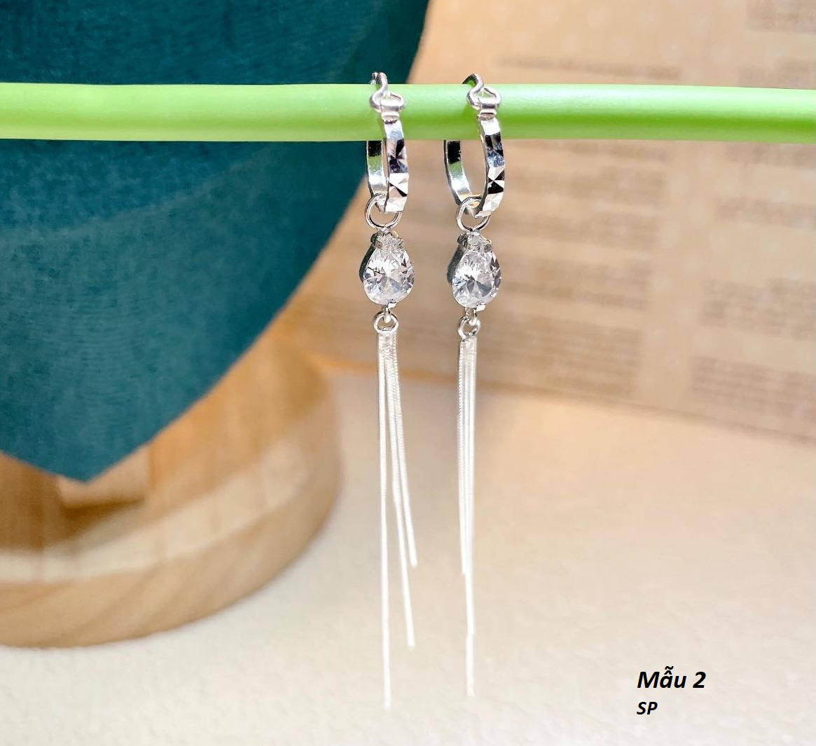 Bông tai nữ bạc ý tua dài ms115