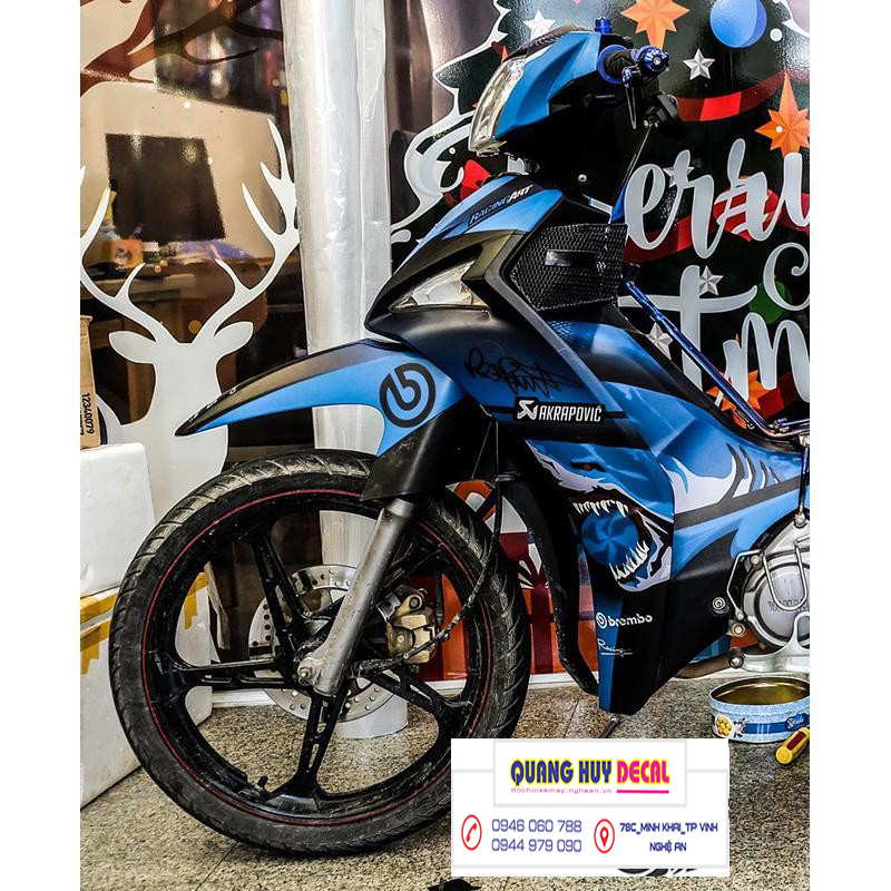 Tem trùm sirius fi cá mập xanh đen shark - Độ dán team trùm decal xe máy sirius fi cá mập xanh đen shark - Team trùm decal xe máy sirius rẻ đẹp và chất