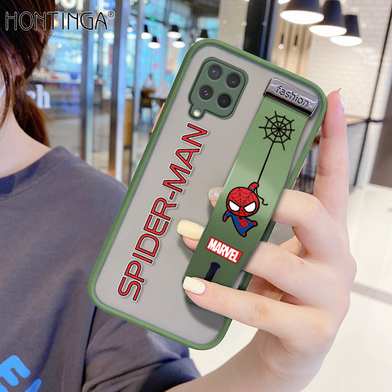 Hontinga Casing Case For Samsung Galaxy M62 F62 Case Shockproof Marvel Spider-Man Cartoon Transparent Phone Case Soft Edge Full Lens Camera Protector Back Cover Hard Case For Boys