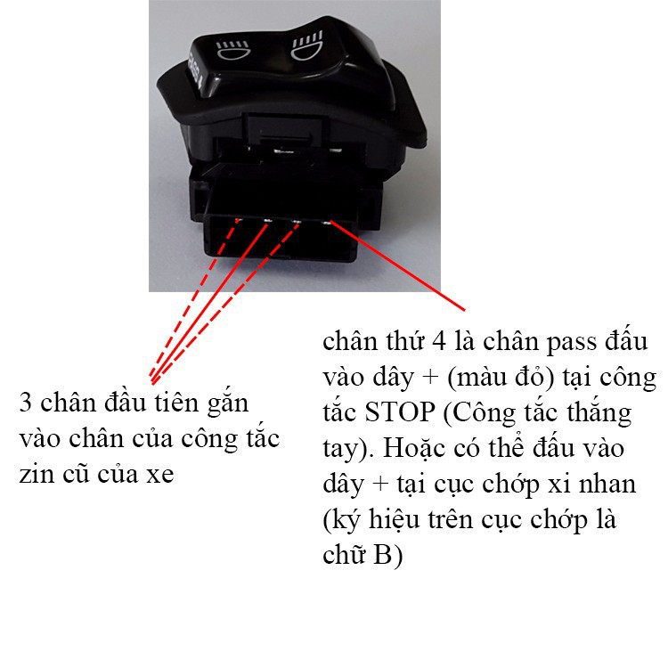 Công Tắc Passing SH Chính Hãng Honda ( tặng jack 4 chân - Chế Passing Honda đời mới)