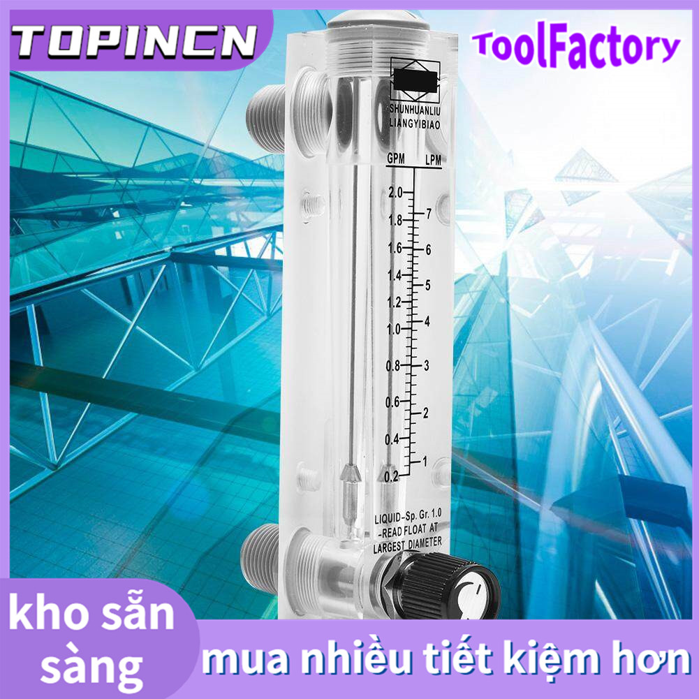 LZM-25T 0.2-2GPM Acrylic Panel Type Flow Meter Liquid Flowmeter G1/4'' G1/2'' HT