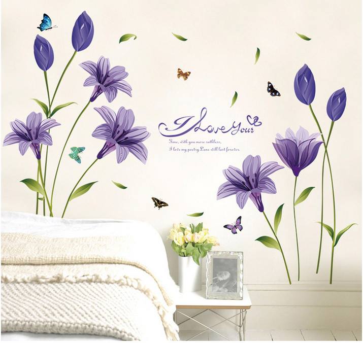 [HCM]DECAL DÁN TƯỜNG HOA ANH THẢO TÍM