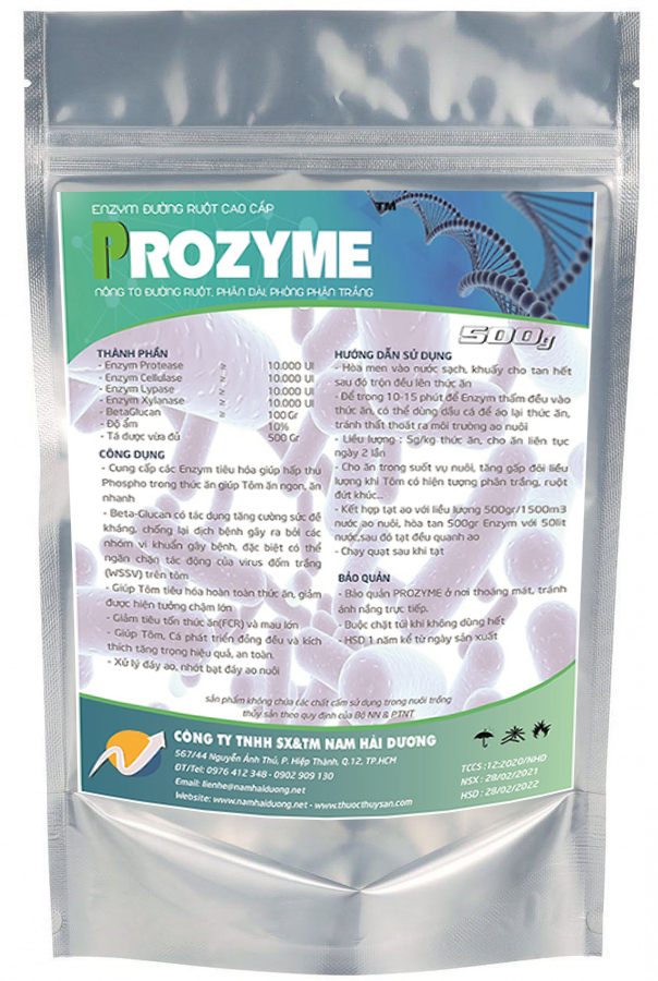 ENZYM TIÊU HÓA CHO TÔM PROZYME - THÙNG 2 TÚI 500GR