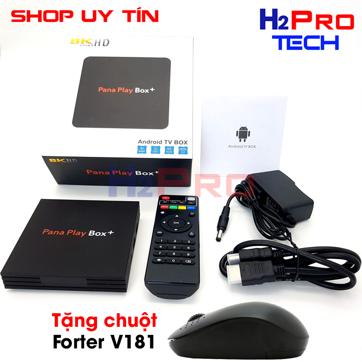 Pana Play Box Plus 2020, Ram 4G, 8K Ultra HD Tặng Kèm Chuột Không Dây Forter V181