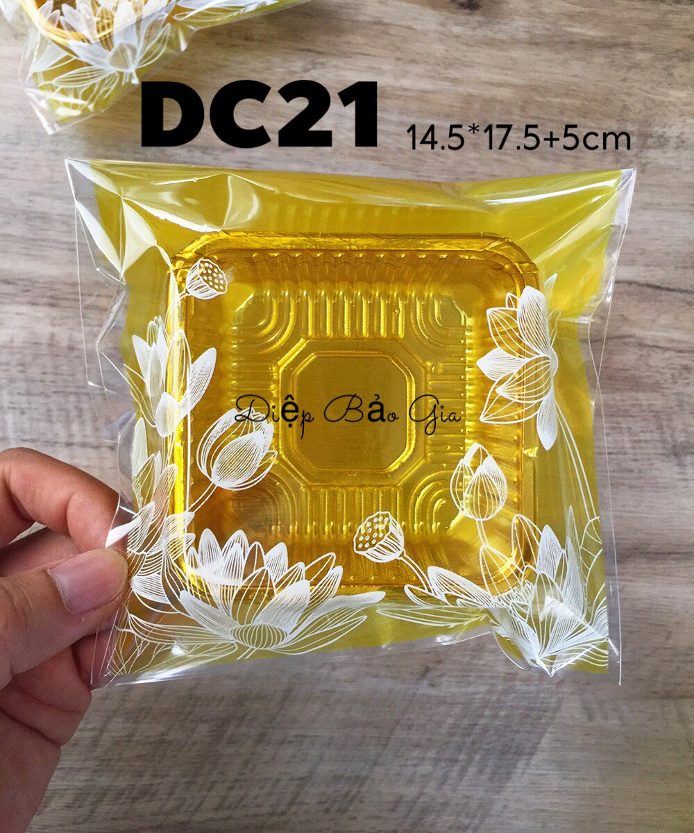 Khay túi trung thu Sen vàng DC21 dán miệng 100 chiếc