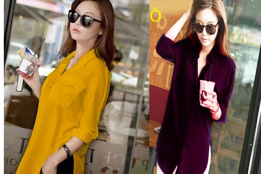 Áo Sơ Mi Nữ Xẻ Tà A518