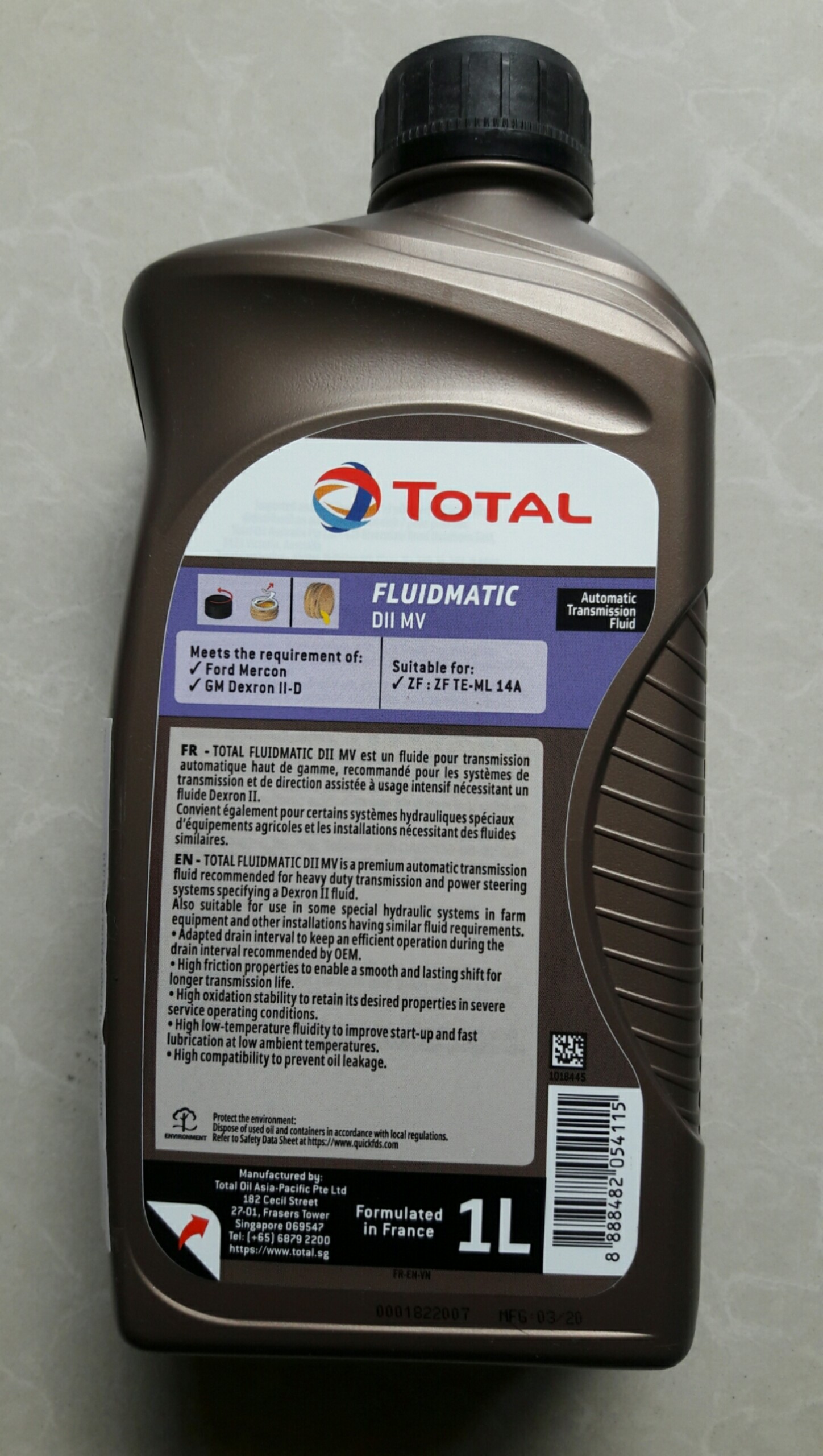 [HCM]Dầu trợ lực FLUIDEMATIC DII MV 1 lít - Dầu nhớt Total