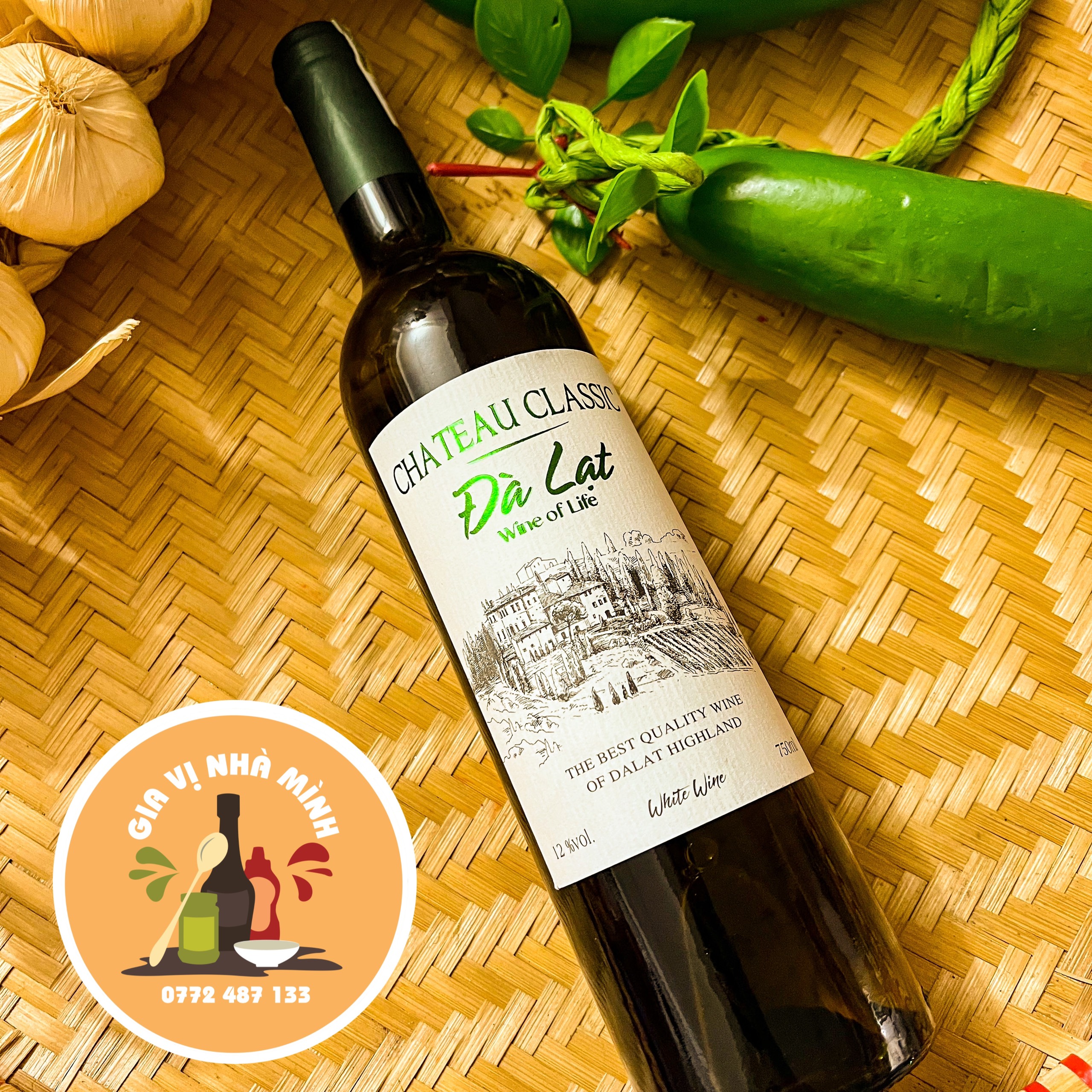 Vang trắng đà lạt chateau classic - chai 750ml