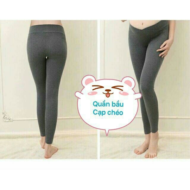 Quần Legging Bầu Cạp Chéo, Chất Cotton Đẹp