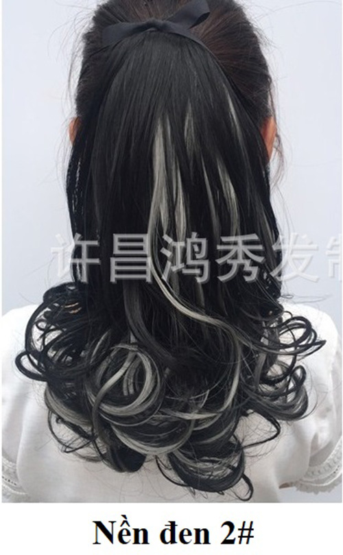 Tóc giả cột line Xám khói 💖FREESHIP💖 tóc giả nữ cột đuôi, buộc tóc giả nữ, đuôi tóc giả xoăn line Sỉ 40k